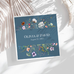 Serviette En Papier Fleur sauvage bleu Dusty Mariage de prairie