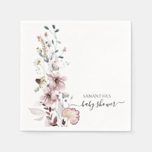 Serviette En Papier Fleur sauvage boho Baby shower moderne minimal