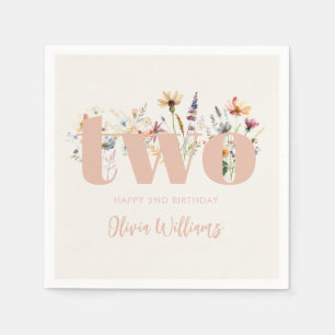 Serviette En Papier Fleur sauvage Boho moderne 2e anniversaire