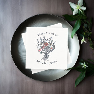 Serviette En Papier Fleur sauvage Bouquet Rustique Whimsical Mariage B