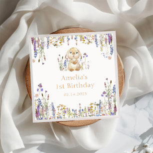 Serviette En Papier Fleur sauvage Bunny Papier d'anniversaire Napkin