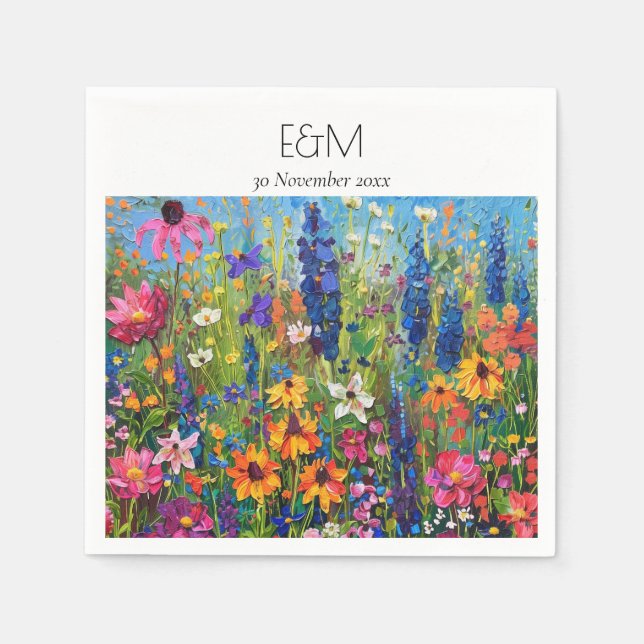 Serviette En Papier Fleur sauvage champ peinture destination mariage (Devant)