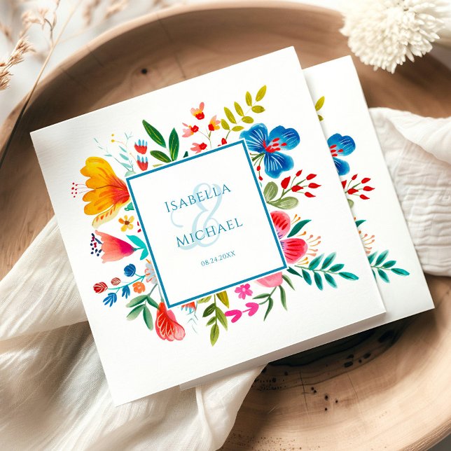 Serviette En Papier Fleur sauvage couleur aquarelle Mariage floral  (Créateur téléchargé)