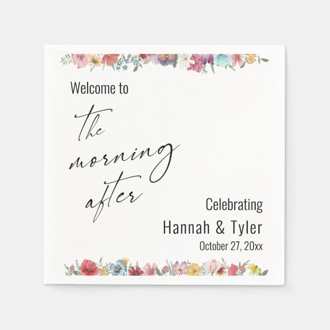 Serviette En Papier Fleur sauvage couleur d'aquarelle le matin après (Devant)