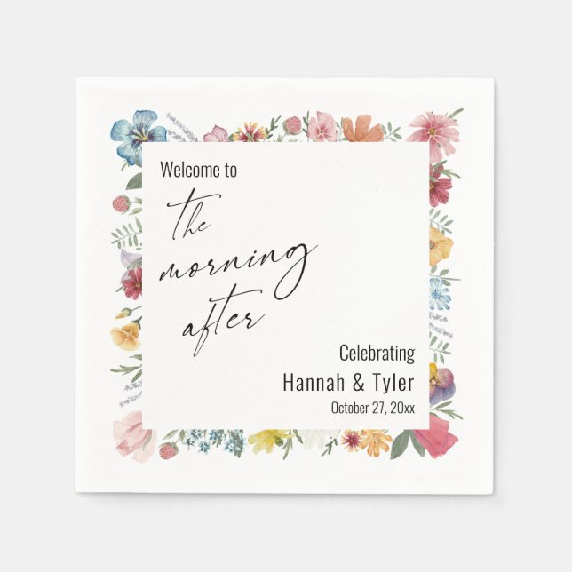 Serviette En Papier Fleur sauvage couleur d'aquarelle le matin après (Devant)