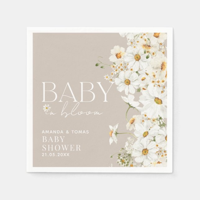 Serviette En Papier Fleur sauvage Daisy Boho bébé dans douche fleurie (Devant)