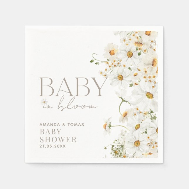 Serviette En Papier Fleur sauvage Daisy Boho bébé dans douche fleurie (Devant)