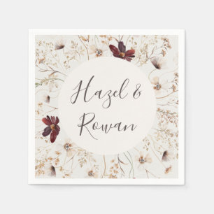 Serviette En Papier Fleur sauvage de Cuivre Bourgogne Mariage beige