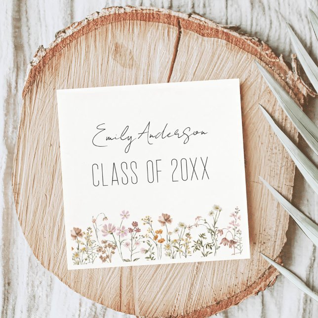 Serviette En Papier Fleur sauvage de diplômes Moderne Boho Chic (Créateur téléchargé)