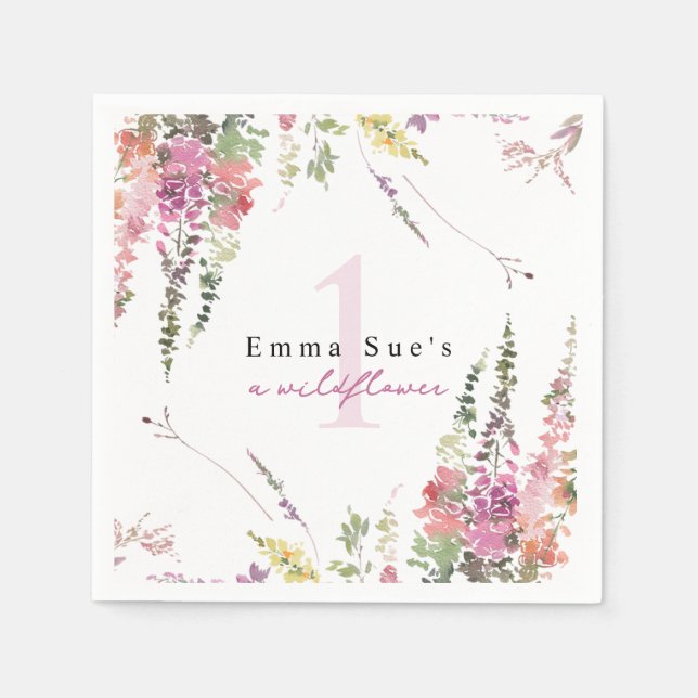 Serviette En Papier Fleur sauvage de printemps Floral Anniversaire Nap (Devant)