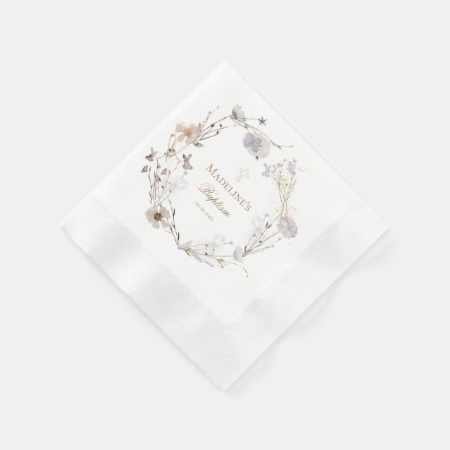 Serviette En Papier fleur sauvage délicat couronne Baptême Papier Napk (Coin)