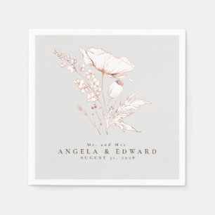 Serviette En Papier Fleur sauvage dessiné à la main Élégant minimalist