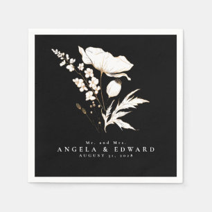 Serviette En Papier Fleur sauvage dessiné à la main Élégant minimalist