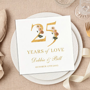 Serviette En Papier fleur sauvage du 25e anniversaire 40 ans d'amour