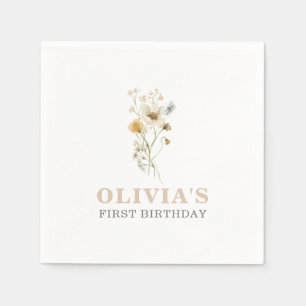 Serviette En Papier Fleur sauvage Elegant jardin boho Premier annivers