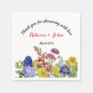 Serviette En Papier Fleur sauvage en Baby shower floral d'aquarelle de