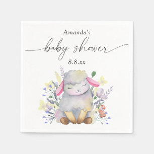 Serviette En Papier Fleur sauvage et agneau - Baby shower