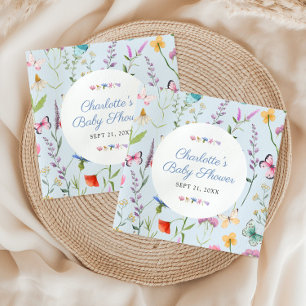 Serviette En Papier Fleur sauvage Floral Blue Boy Baby shower