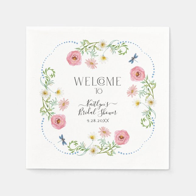 Serviette En Papier Fleur sauvage floral Daisy Boho Elégante Fête des  (Devant)
