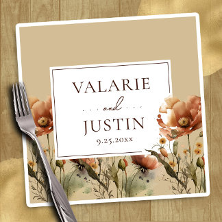 Serviette En Papier Fleur sauvage Floral Mariage Napkins automne
