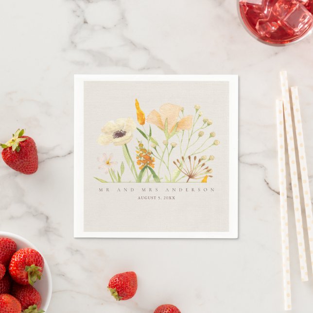 Serviette En Papier Fleur sauvage Jardin Botanique Mariage serviettes (En situation)