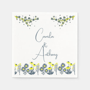 Serviette En Papier Fleur sauvage jaune bleu Floral Boho Mariage