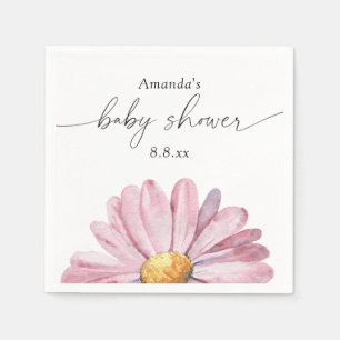 Serviette En Papier Fleur sauvage marguerite rose - Baby shower