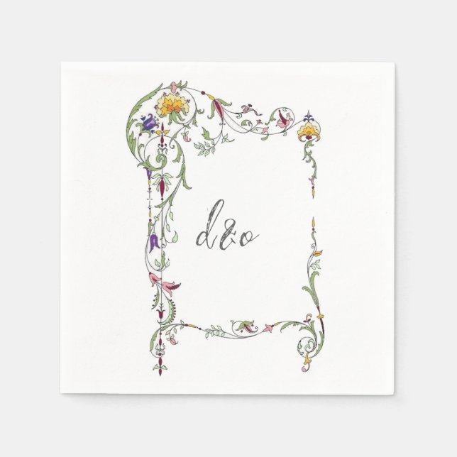 Serviette En Papier Fleur sauvage Mariage Rustique Pays Fleurs sauvage (Devant)