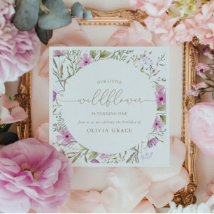 Serviette En Papier Fleur sauvage Meadow   Première fête d'anniversair