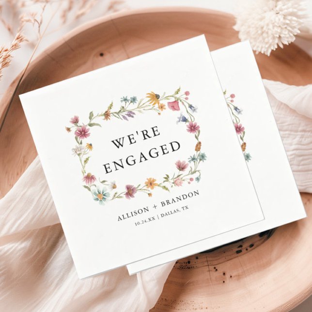 Serviette En Papier Fleur sauvage Nous sommes engagés Engagement Party (Créateur téléchargé)