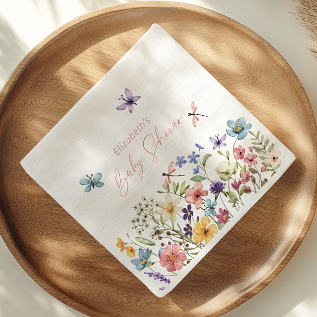 Serviette En Papier Fleur sauvage Papillon Jardin Baby shower serviett (Créateur téléchargé)