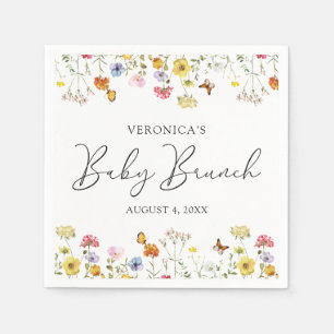 Serviette En Papier Fleur sauvage Papillons Boho Baby shower Brunch