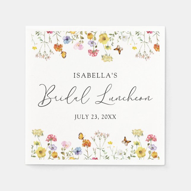 Serviette En Papier Fleur sauvage Papillons Boho Fête des mariées déje (Devant)