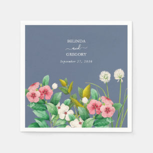 Serviette En Papier Fleur sauvage Periwinkle Dusty Blue Mariage