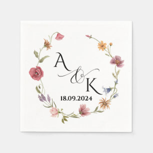 Serviette En Papier Fleur sauvage personnalisé Mariage serviettes pers
