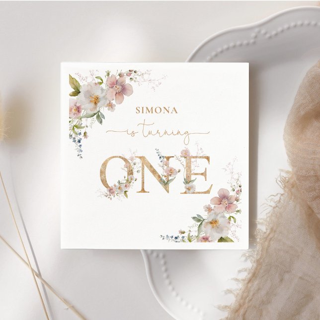 Serviette En Papier Fleur sauvage premier anniversaire Wild One rose r (Créateur téléchargé)