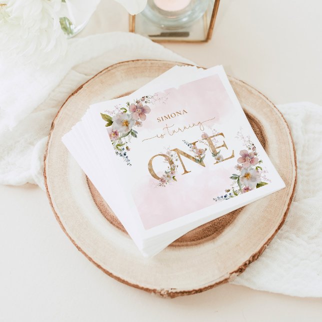 Serviette En Papier Fleur sauvage premier anniversaire Wild One rose r (Créateur téléchargé)