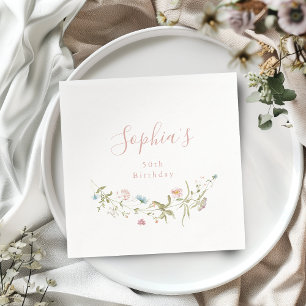 Serviette En Papier Fleur sauvage rose élégante Anniversaire Bohème ru