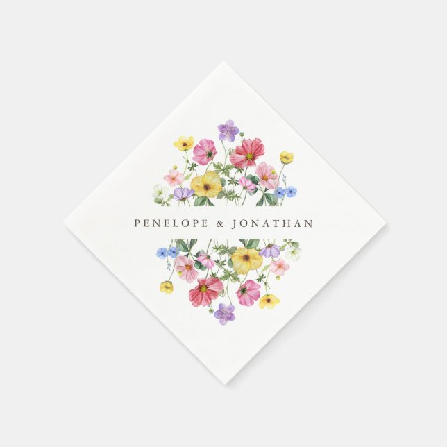 Serviette En Papier Fleur sauvage Rustic Chic Floral Mariage campagnar (Coin)