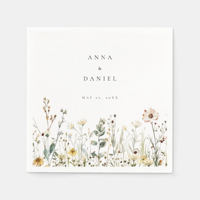 Serviette En Papier Fleur sauvage rustique Mariage Meadow (Devant)