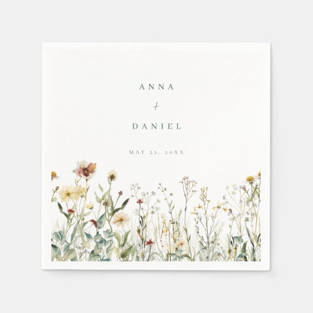 Serviette En Papier Fleur sauvage rustique Mariage Meadow (Devant)