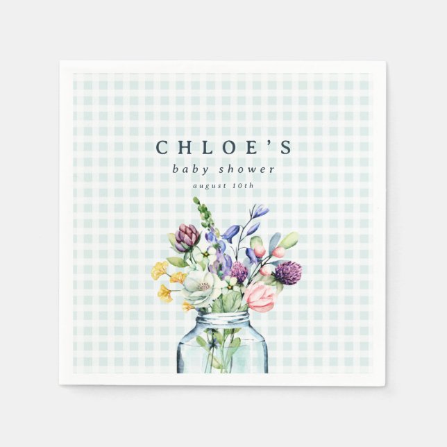 Serviette En Papier Fleur sauvage rustique Mason Jar Baby shower de pi (Devant)