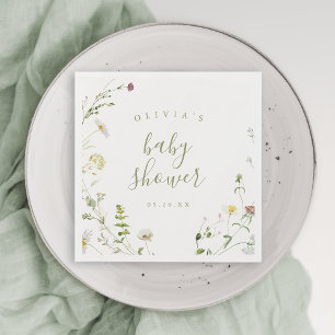Serviette En Papier Fleur sauvage Sage Green Rustic Boho Baby shower