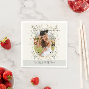 Serviette En Papier Fleur Sauvage Sage Photo Diplôme