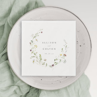 Serviette En Papier Fleur sauvage vert Sage Rustique Boho Mariage Napk
