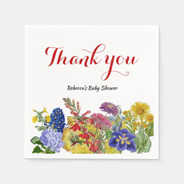 Serviette En Papier Fleur sauvage Whimsical dans le Baby shower Floral (Devant)