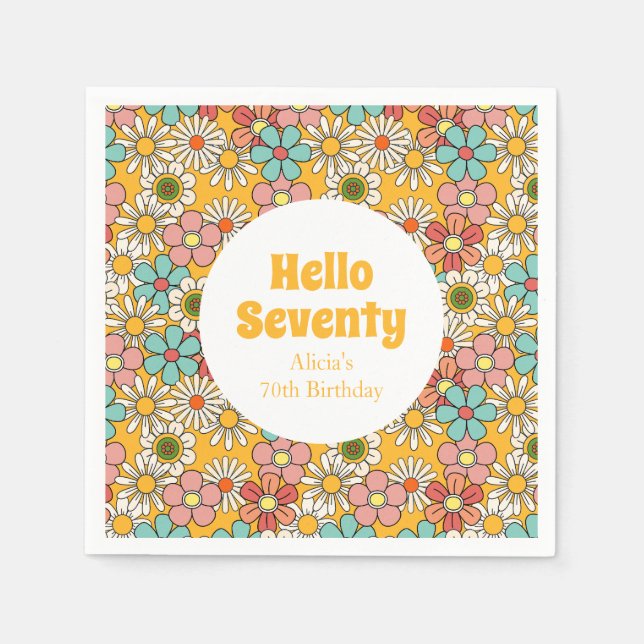 Serviette En Papier Fleur Super Hippie Retro Bonjour soixante-dix Anni (Devant)