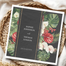 Fleur tropicale et mariage feuille couleur foncé