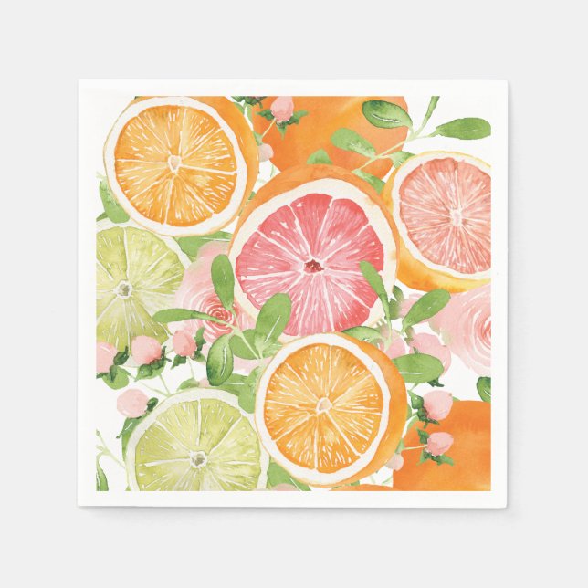 Serviette En Papier Fleur vive et agrumes douche nuptiale (Devant)