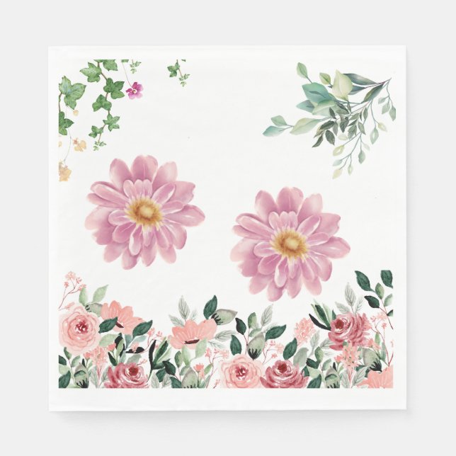 Serviette En Papier Fleurs (Devant)